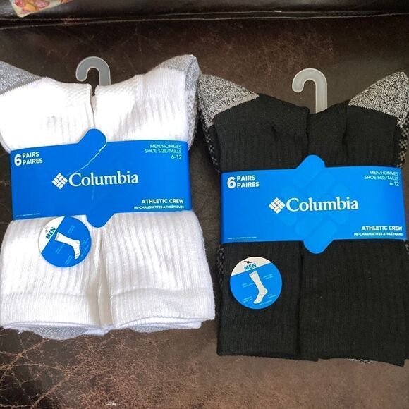 Columbia Athletic Crew Socks 6pk-1 Left-White pack - Picture 1 of 5
